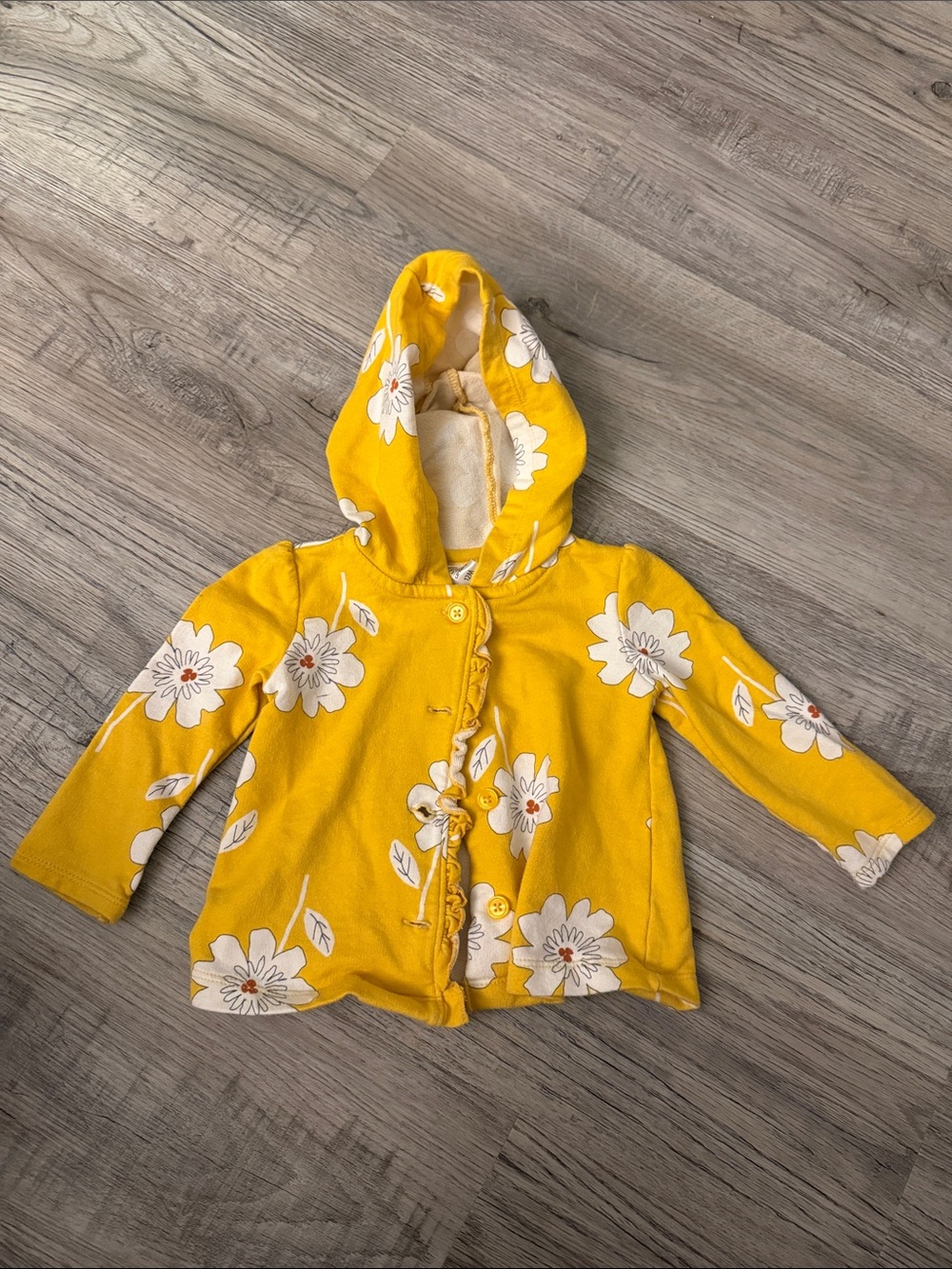 Girls' Yellow Floral Hooded jacket